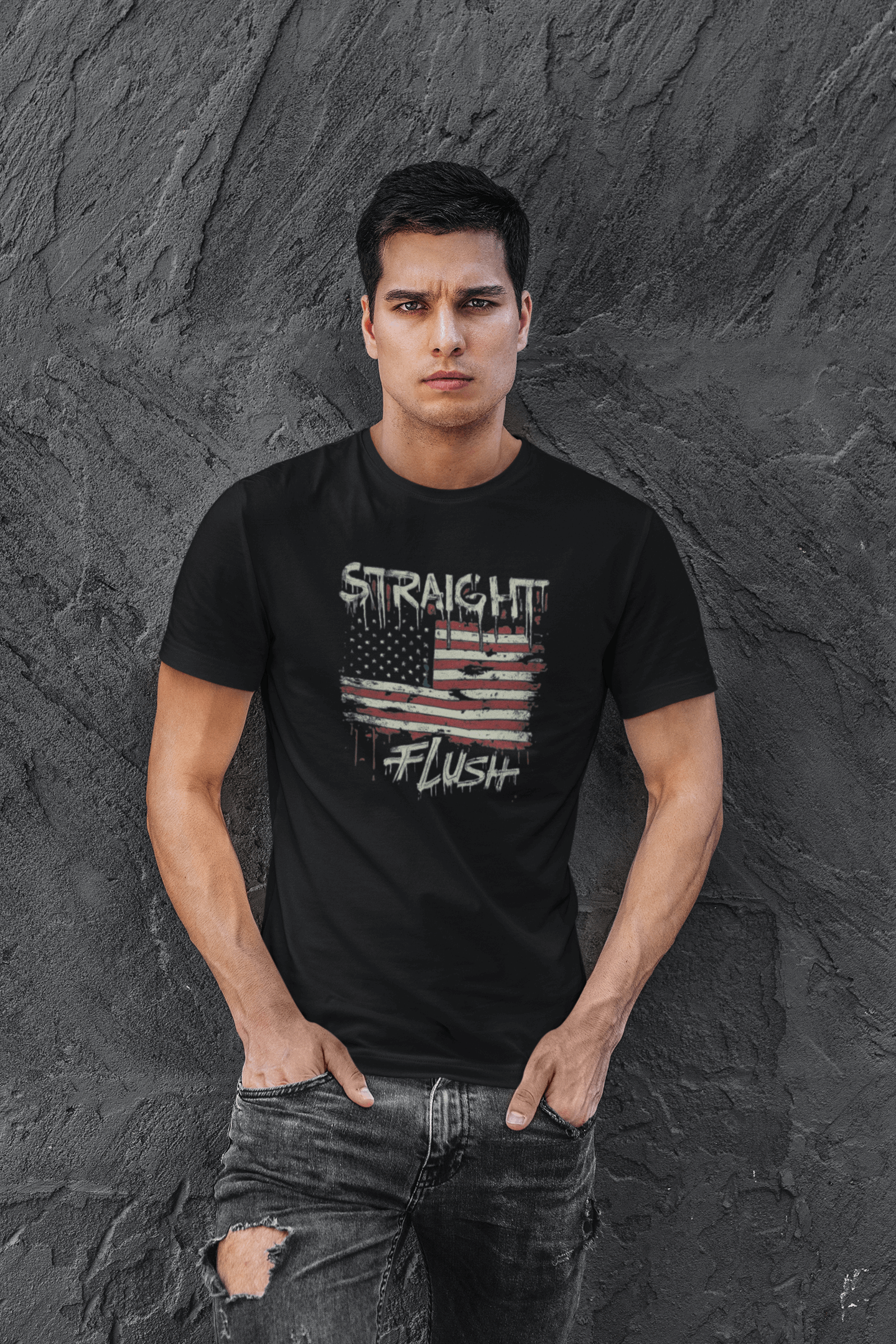 American straight flush poker t-shirt poker room threads
