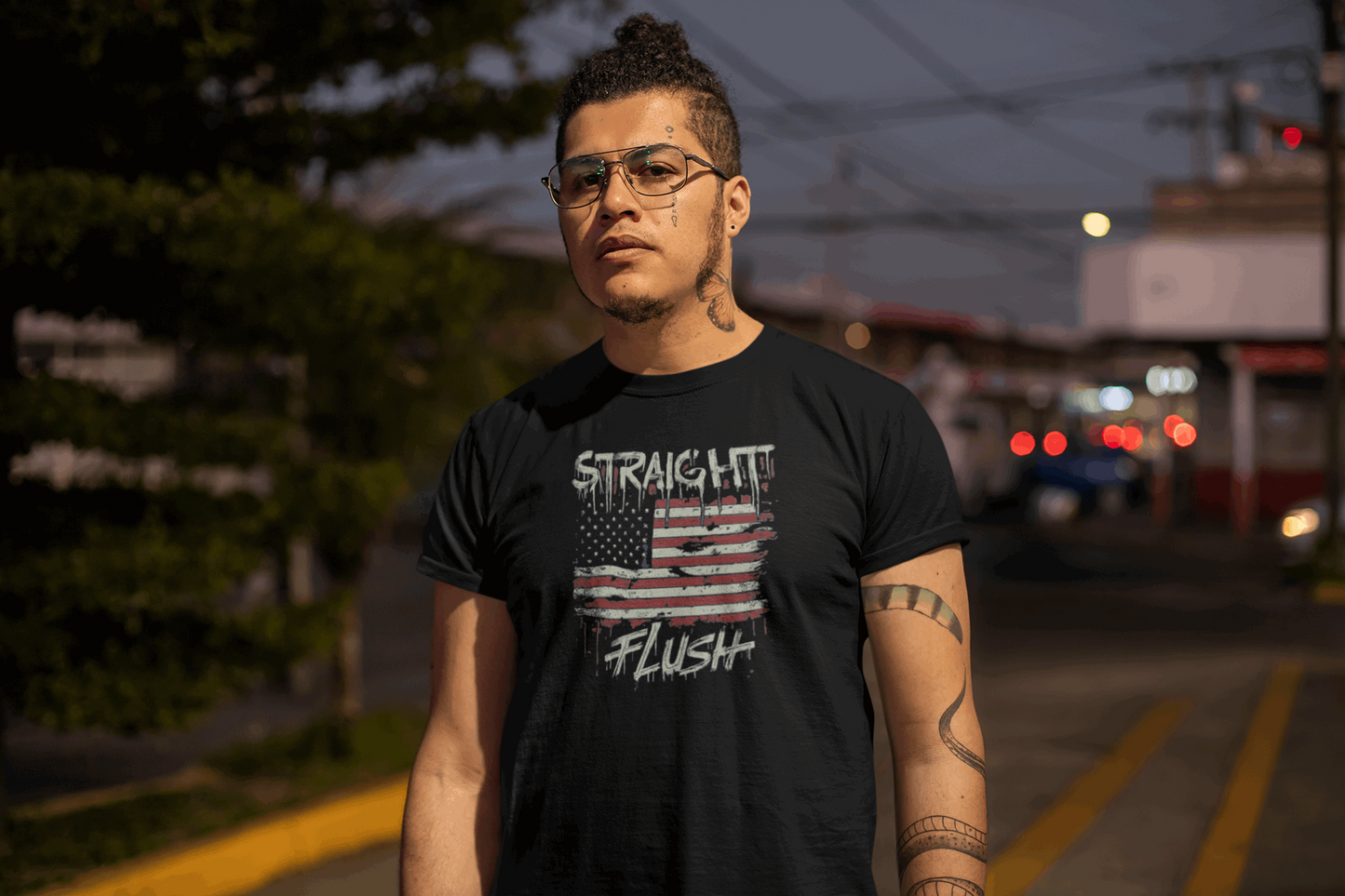 American straight flush poker t-shirt classic poker tee