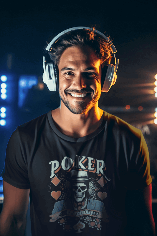Declare your love for the game with the "Poker Addict" t-shirt. This comfy tee is perfect for any Texas Hold'em enthusiast, featuring a bold design that lets everyone know you bleed chips (or maybe just sweat a little).  A fantastic gift for yourself or the poker lover in your life.  Available in various sizes.  Rep your passion for the game in style.